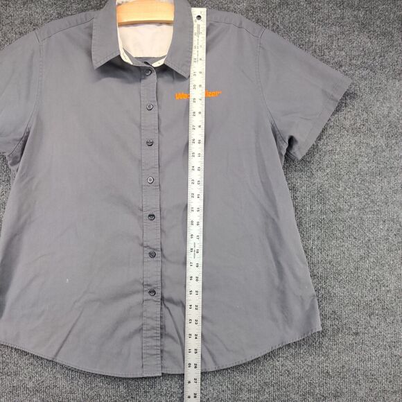 Port Authority Women's Button Front Shirt Gray XL Wood-Mizer Short Sleeve - Picture 13 of 15